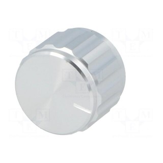 Knob | with pointer | aluminium | Øshaft: 6.35mm | Ø20x15mm | silver