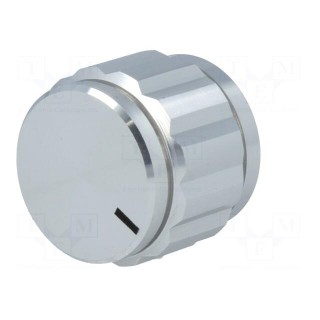Knob | with pointer | aluminium | Øshaft: 6.35mm | Ø22x19mm | silver