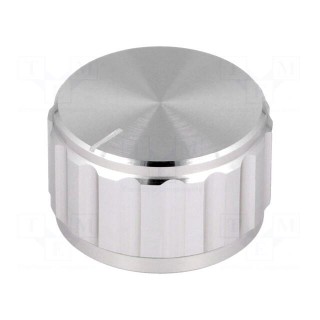 Knob | with pointer | aluminium | Øshaft: 6.35mm | Ø25x15mm | silver