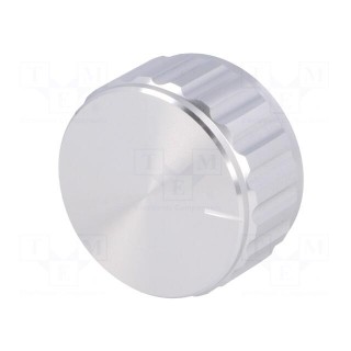 Knob | with pointer | aluminium | Øshaft: 6.35mm | Ø30x15mm | silver