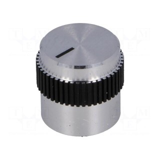 Knob | with pointer | aluminium | Øshaft: 6mm | Ø15x15mm | grey-black