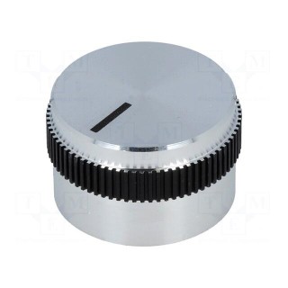 Knob | with pointer | aluminium | Øshaft: 6mm | Ø24x15mm | grey-black