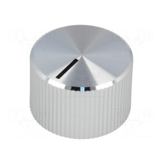 Knob | with pointer | aluminium,plastic | Øshaft: 6mm | Ø18.7x12mm