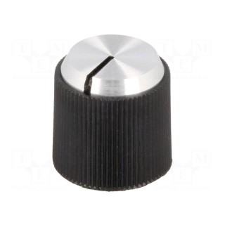 Knob | with pointer | aluminium,thermoplastic | Øshaft: 4mm | black