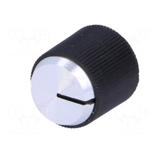 Knob | with pointer | aluminium,thermoplastic | Øshaft: 4mm | black