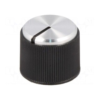 Knob | with pointer | aluminium,thermoplastic | Øshaft: 6mm | black