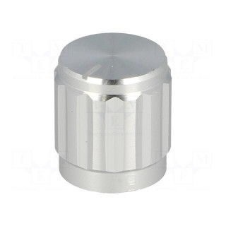 Knob | with pointer | aluminium,thermoplastic | Øshaft: 6mm | silver