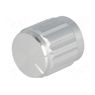 Knob | with pointer | aluminium,thermoplastic | Øshaft: 6mm | silver