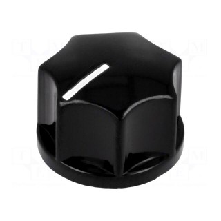 Knob | with pointer | bakelite | Øshaft: 6.35mm | Ø19x12.7mm | black