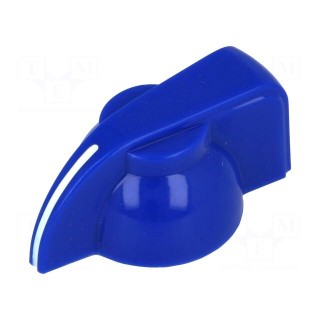 Knob | with pointer | Øshaft: 6mm | Ø19.5x14mm | blue | Shaft: knurled