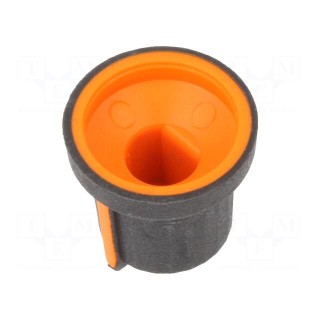 Knob | with pointer | rubber,plastic | Øshaft: 6mm | Ø16.8x14.5mm