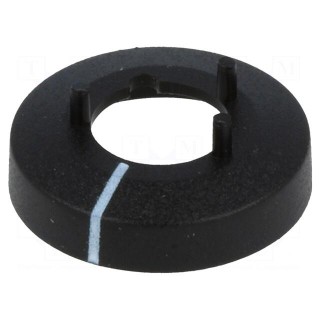 Nut cover with pointer | ABS | black | push-in | Ø: 15.5mm | Øint: 14mm