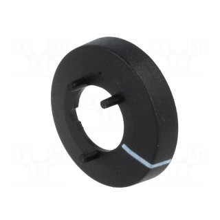 Nut cover with pointer | ABS | black | push-in | Ø: 15.5mm | Øint: 14mm