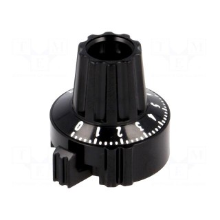 Precise knob | Shaft d: 6mm | Ø22.8x23.1mm | black | Shaft: smooth