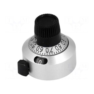 Precise knob | with counting dial | Shaft d: 6.35mm | Ø22.2x22.2mm
