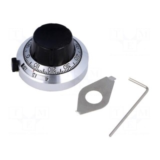 Precise knob | with counting dial | Shaft d: 6.35mm | Ø46x25mm