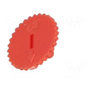 Knob | thumbwheel | red | Ø11.5mm | for mounting potentiometers | CA9M