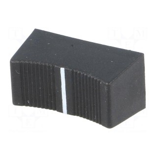 Knob: slider | black | 23x11x11mm | Width shaft 4mm | plastic