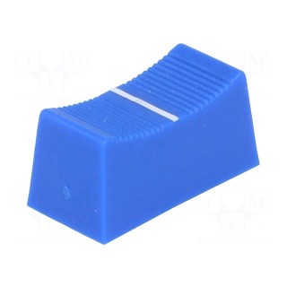 Knob: slider | Colour: blue | 23x11x11mm | Mat: plastic | Pointer: white