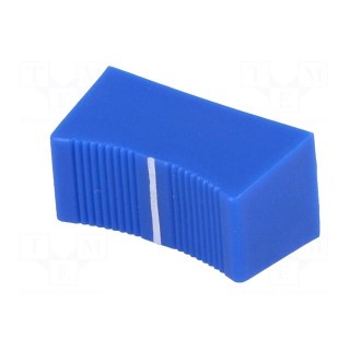 Knob: slider | Colour: blue | 23x11x11mm | Mat: plastic | Pointer: white