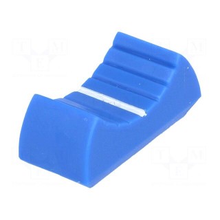 Knob: slider | Colour: blue | 24x11x10mm | Mat: plastic | Pointer: white