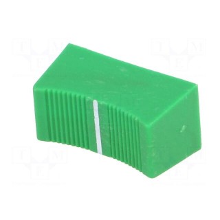 Knob: slider | green | 23x11x11mm | Width shaft 4mm | plastic