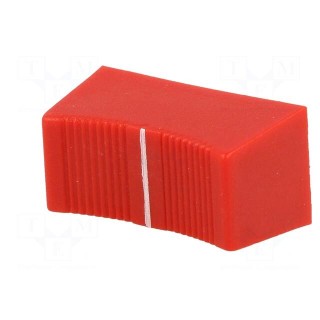 Knob: slider | red | 23x11x11mm | Width shaft 4mm | plastic