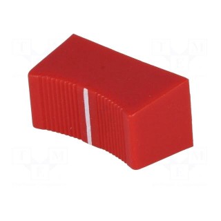 Knob: slider | Colour: red | 23x11x11mm | Mat: plastic | Pointer: white