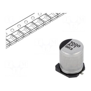 Capacitor: electrolytic | low ESR | SMD | 1000uF | 10VDC | Ø8x10.2mm