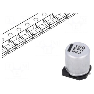 Capacitor: electrolytic | low ESR | SMD | 100uF | 25VDC | Ø6.3x7.7mm