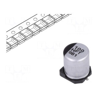 Capacitor: electrolytic | low ESR | SMD | 100uF | 50VDC | Ø6.3x7.7mm