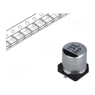Capacitor: electrolytic | low ESR | SMD | 100uF | 6.3VDC | Ø5x5.8mm