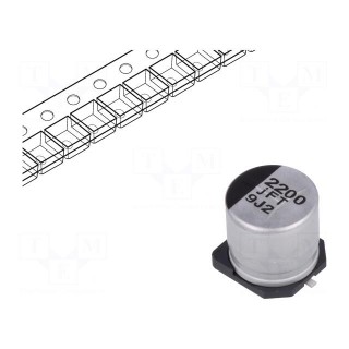 Capacitor: electrolytic | low ESR | SMD | 2200uF | 6.3VDC | Ø10x10.2mm
