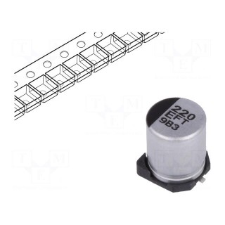 Capacitor: electrolytic | low ESR | SMD | 220uF | 25VDC | Ø6.3x7.7mm