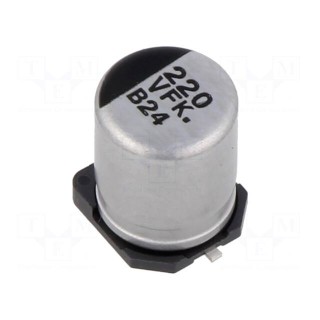 Capacitor: electrolytic | low ESR | SMD | 220uF | 35VDC | Ø8x10.2mm