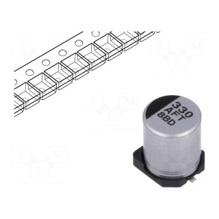 Capacitor: electrolytic | low ESR | SMD | 330uF | 10VDC | Ø6.3x7.7mm