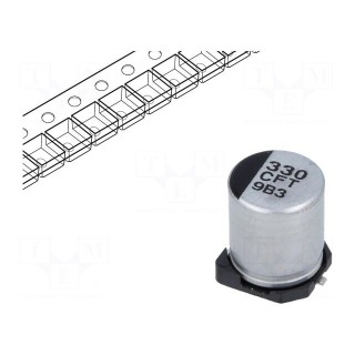 Capacitor: electrolytic | low ESR | SMD | 330uF | 16VDC | Ø6.3x7.7mm