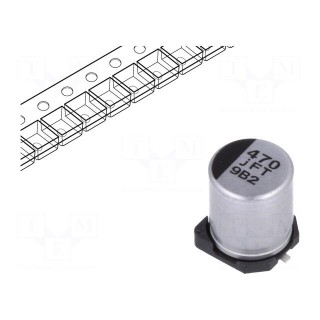 Capacitor: electrolytic | low ESR | SMD | 470uF | 6.3VDC | Ø6.3x7.7mm