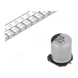 Capacitor: electrolytic | low impedance | SMD | 68uF | 63VDC | ±20%