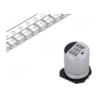 Capacitor: electrolytic | SMD | 100uF | 35VDC | Ø8x10.5mm | 5000h | 600mA