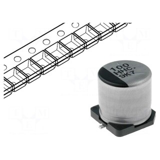 Capacitor: electrolytic | SMD | 100uF | 50VDC | Ø10x10.2mm | ±20% | 5000h