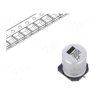 Capacitor: electrolytic | SMD | 100uF | 63VDC | 10x10x12mm | ±20% | 5000h