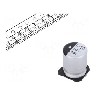 Capacitor: electrolytic | SMD | 100uF | 63VDC | Ø10x12.5mm | 2000h
