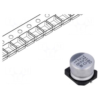 Capacitor: electrolytic | SMD | 220uF | 16VDC | Ø8x6.2mm | ±20% | 3000h
