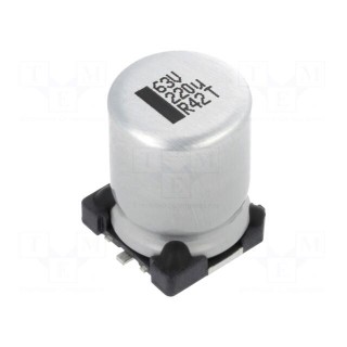 Capacitor: electrolytic | SMD | 220uF | 63VDC | 12.5x12.5x16mm | ±20%