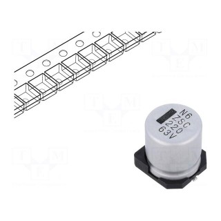 Capacitor: electrolytic | low ESR | SMD | 220uF | 63VDC | Ø12.5x13.5mm