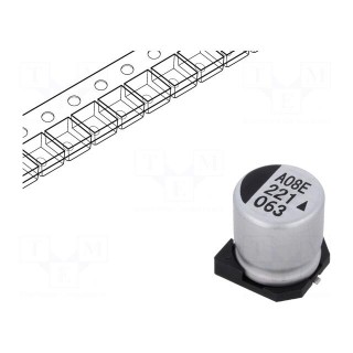 Capacitor: electrolytic | SMD | 220uF | 63VDC | Ø12.5x13.5mm | 5000h