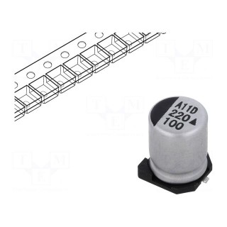 Capacitor: electrolytic | SMD | 22uF | 100VDC | Ø8x10.5mm | 5000h | 130mA