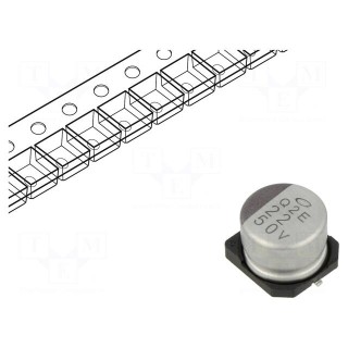 Capacitor: electrolytic | SMD | 22uF | 50VDC | Ø8x6.2mm | ±20% | 1000h