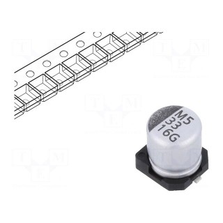Capacitor: electrolytic | SMD | 33uF | 16VDC | ±20% | -55÷105°C | 2000h